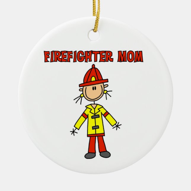 Adorno De Cerámica Camisetas y regalos de mamá, bombero (Frente)