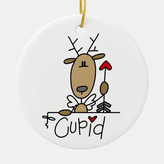 Adorno De Cerámica Camisetas y regalos de Navidades de renos cupidos (Frente)
