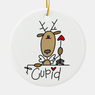 Adorno De Cerámica Camisetas y regalos del navidad del reno del Cupid