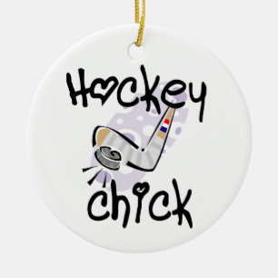 Adorno De Cerámica Camisetas y regalos del polluelo del hockey