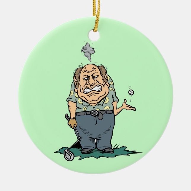 Adorno De Cerámica Camisetas y regalos enojados de Golfer (Frente)
