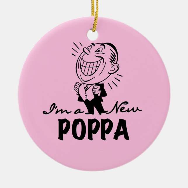 Adorno De Cerámica Camisetas y regalos nuevos y sonrientes de Poppa (Frente)