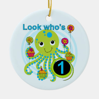 Adorno De Cerámica Camisetas y regalos Octopus de primer cumpleaños