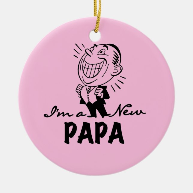 Adorno De Cerámica Camisetas y regalos sonrientes de nuevo papá (Frente)