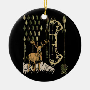 Adorno De Cerámica Camo Bandera Americana Bowaching Bow Archery Deer