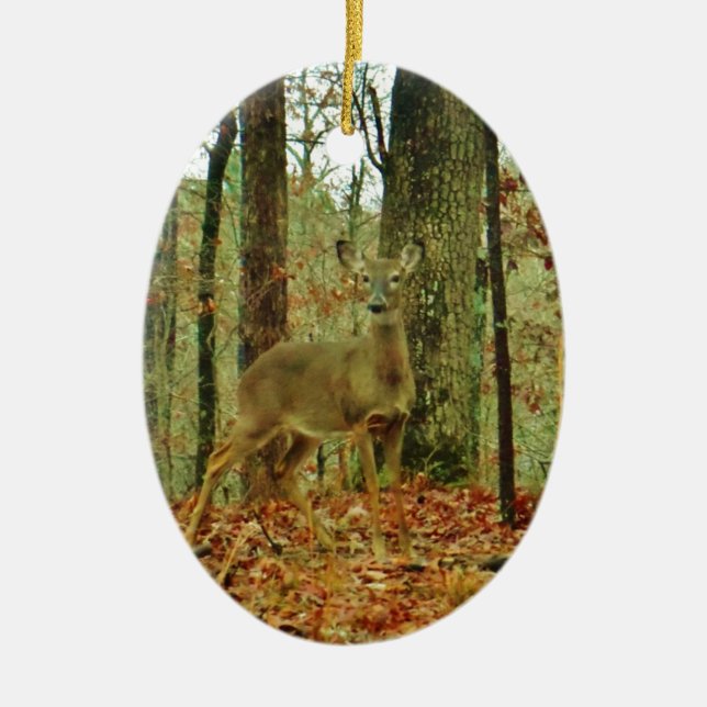 Adorno De Cerámica Camo verde, ciervo de camuflaje (Frente)