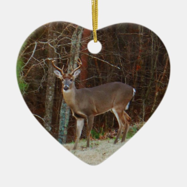 Adorno De Cerámica Camo verde, ciervo de camuflaje personalizado (Frente)