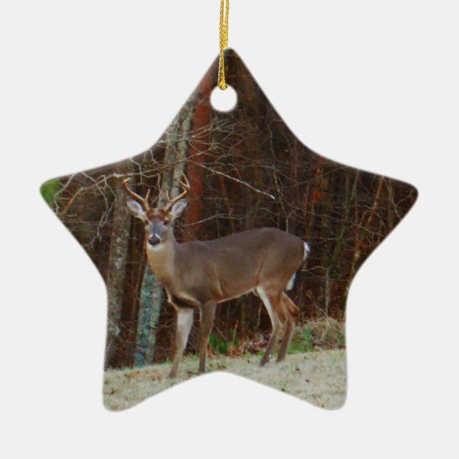 Adorno De Cerámica Camo verde, ciervo de camuflaje personalizado (Frente)