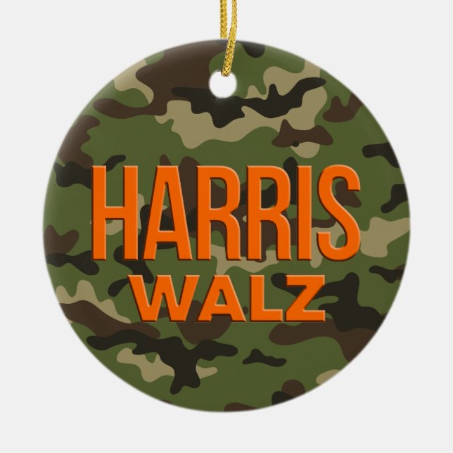 Adorno De Cerámica Camouflage Harris Walz 2024 (Frente)