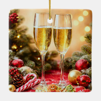 Adorno De Cerámica Campaña de Navidad Flautas de Cheers