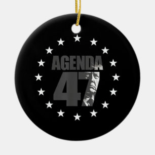 Adorno De Cerámica Campaña de Re-Elección Patriótica Agenda 47 Trump 