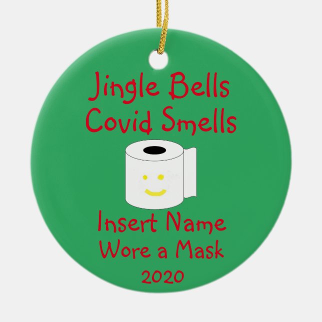 Adorno De Cerámica Campanas de jingle personalizadas, olores Covid-19 (Frente)