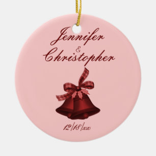 Adorno De Cerámica "Campanas de Navidades" - Tonos de Cranberry