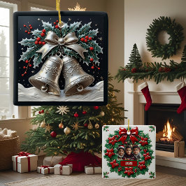 Adorno De Cerámica Campanas plateadas y Personalizable de Navidades H