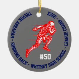 Adorno De Cerámica Campeón de fútbol Escuela Rojo Gris Azul