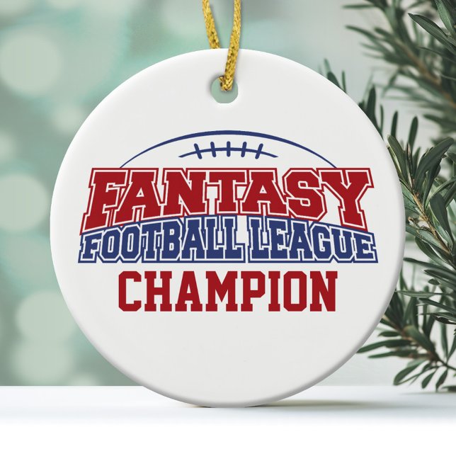 Adorno De Cerámica Campeón de la Fantasy Football League (Personalized Christmas Ornament - Fantasy Football League)