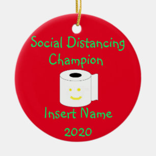 Adorno De Cerámica Campeón del distanciamiento social personalizado