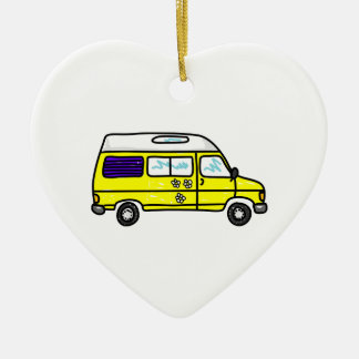 Adorno De Cerámica Campervan amarillo