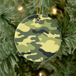 Adorno De Cerámica Camping Camo Caza Camuflaje Verde
