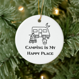 Adorno De Cerámica Camping es mi lugar feliz en una