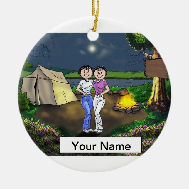 Adorno De Cerámica Camping Friends - Mujeres y mujeres (Frente)
