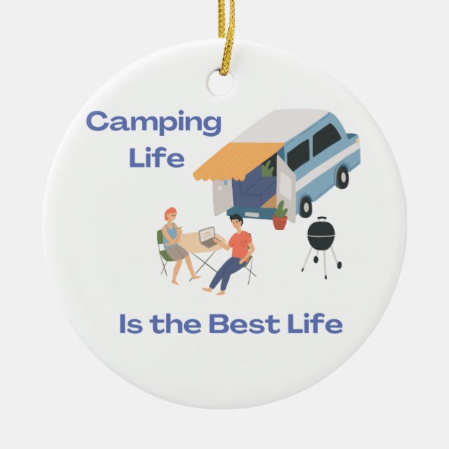 Adorno De Cerámica Camping Life es la mejor vida en un (Frente)
