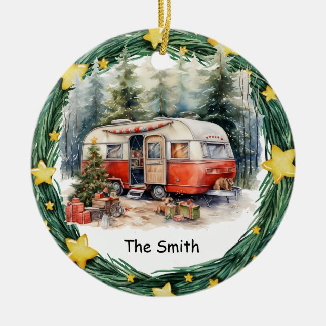 Adorno De Cerámica Camping Navidades Van for Camper (Frente)