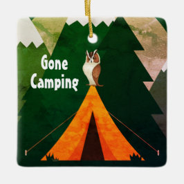 Adorno De Cerámica Camping personalizado: Navidades de carpas y búhos