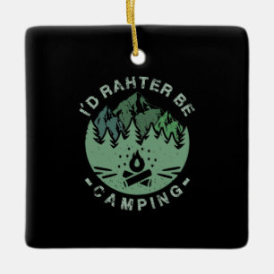 Adorno De Cerámica Camping - Preferiría Estar Camping