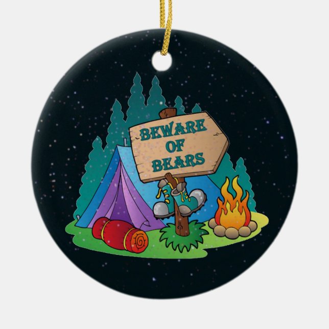 ADORNO DE CERÁMICA CAMPING TENT BEWARE BEARES ORNAMENT (Frente)