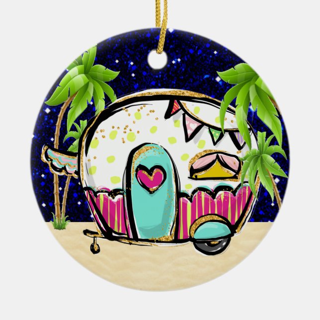 Adorno De Cerámica Camping Trailer (Frente)