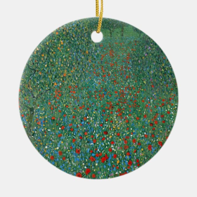Adorno De Cerámica Campo de amapola por Gustav Klimt, Art Nouveau vin (Frente)