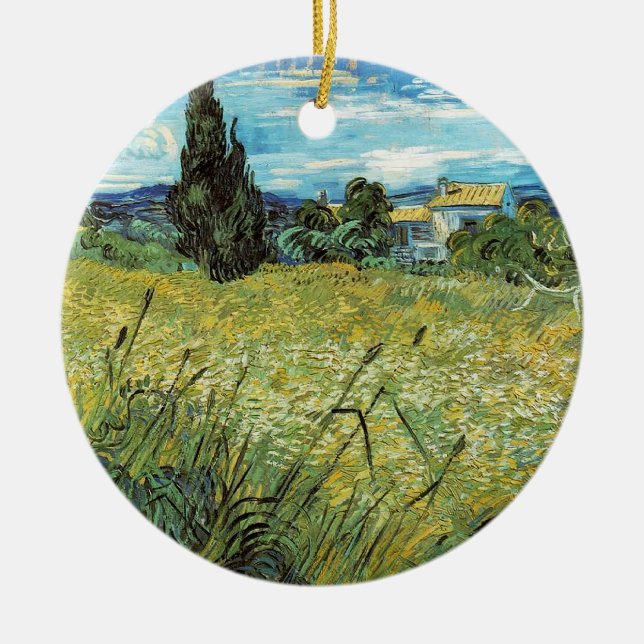Adorno De Cerámica Campo de Trigo Verde Vincent van Gogh (Frente)