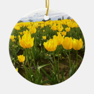 Adorno De Cerámica Campo de tulipanes amarillos, Oregón