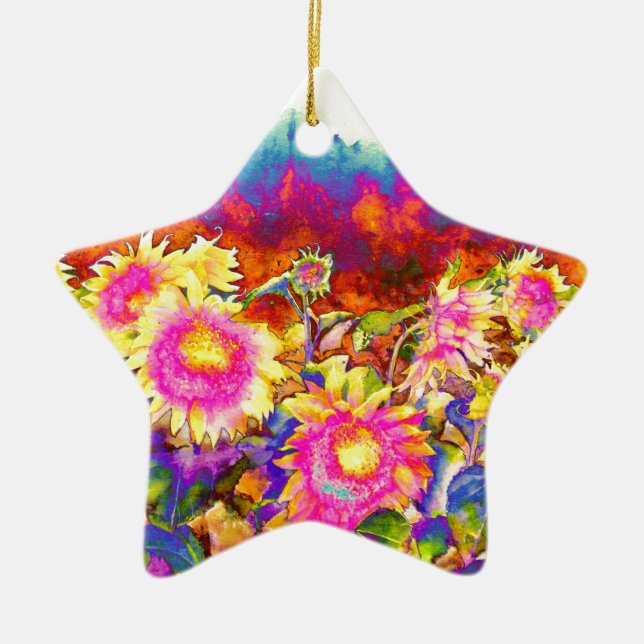 Adorno De Cerámica Campos de girasol (Frente)