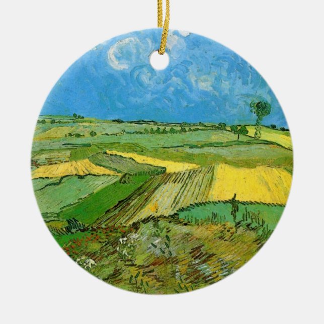 Adorno De Cerámica Campos de Trigo Van Gogh en Auvers bajo cielo nubl (Frente)