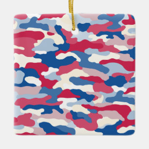 Adorno De Cerámica Camuflaje rojo blanco y azul personalizado