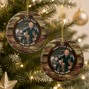 Adorno De Cerámica Camuflaje Rústico Foto Personalizada