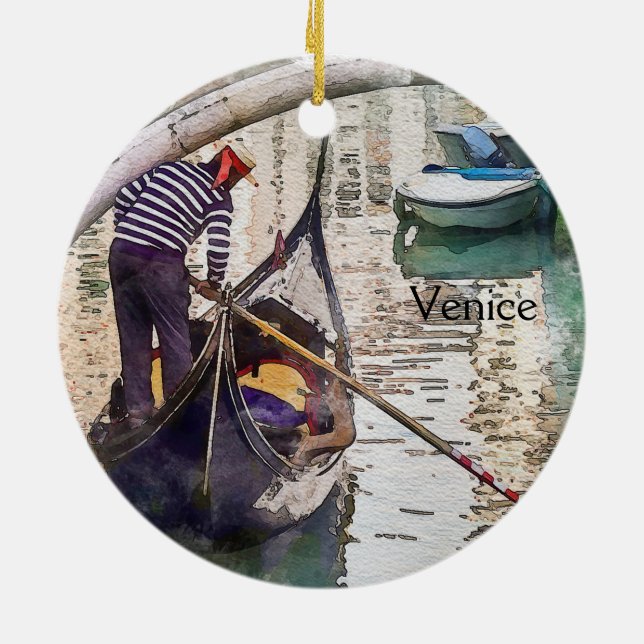 Adorno De Cerámica Canal Veneciano Gondola Venecia Italia (Atrás)