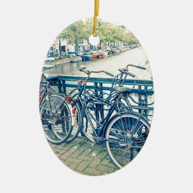 Adorno De Cerámica Canal y bicicletas de Amsterdam (Frente)
