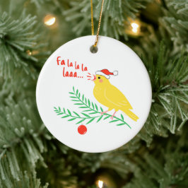 Adorno De Cerámica Canario Cantor de Navidad