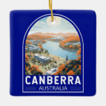 Adorno De Cerámica Canberra Australia Viajes de arte<br><div class="desc">Diseño de viaje vectorial retro de canberra en un estilo emblemático. Canberra es la capital de Australia,  en el interior,  desde la costa sudeste del país. Rodeado de bosques,  tierras de cultivo y reservas naturales,  gana su apodo,  la "Capital Bush".</div>