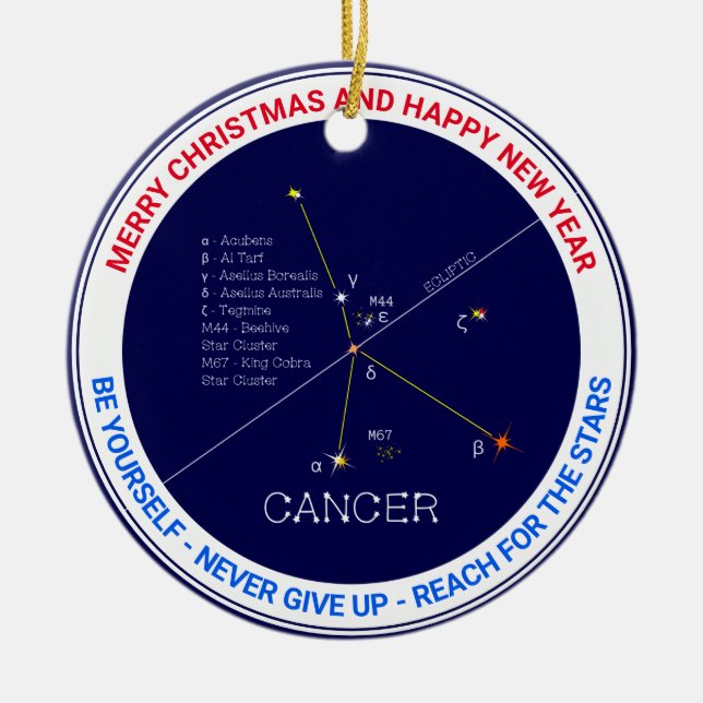 Adorno De Cerámica Cáncer de Constelación Zodiaca (Frente)