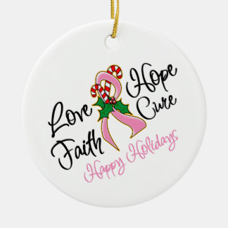 Adorno De Cerámica Cáncer de Mama Esperanza Amor Cure Felices Fiestas