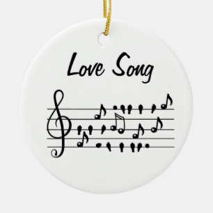 Adorno De Cerámica Canción de Amor Notas de Pájaro Arte Negro Blanco
