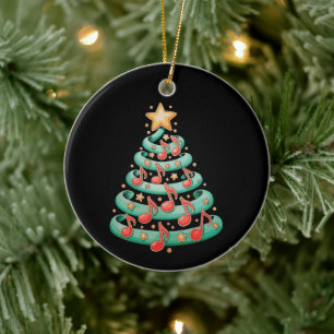 Adorno De Cerámica Canción de notas musicales de árbol de Navidad Mús