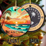 Adorno De Cerámica Cancún México Palm Tree Vintage Travel Souvenir<br><div class="desc">Cancun México Vintage Souvenirs de los años 60. Cancún Beach México - Retro Tropical Palm Tree Souvenirs Vintage diseño hace un gran Navidad o regalo de cumpleaños para los fans de la playa de Cancún Beach. El diseño retro de la vibra de verano es un regalo perfecto para los amantes...</div>