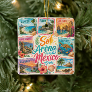 Adorno De Cerámica Cancun Sol Arena México Playas Hermosas Tropical 