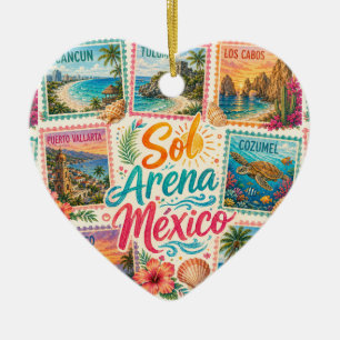 Adorno De Cerámica Cancun Sol Arena México Playas Hermosas Tropical 