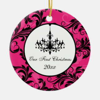 Adorno De Cerámica Candelabro rosa negro blanco pergamino 1 Navidades